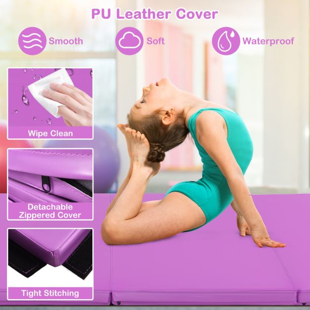 8 x 4 Feet Folding Gymnastics Tumbling Mat-Purple