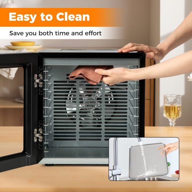 Food Dehydrator with 10 Stainless Steel Trays 10 Presets and 48H Timer-Black