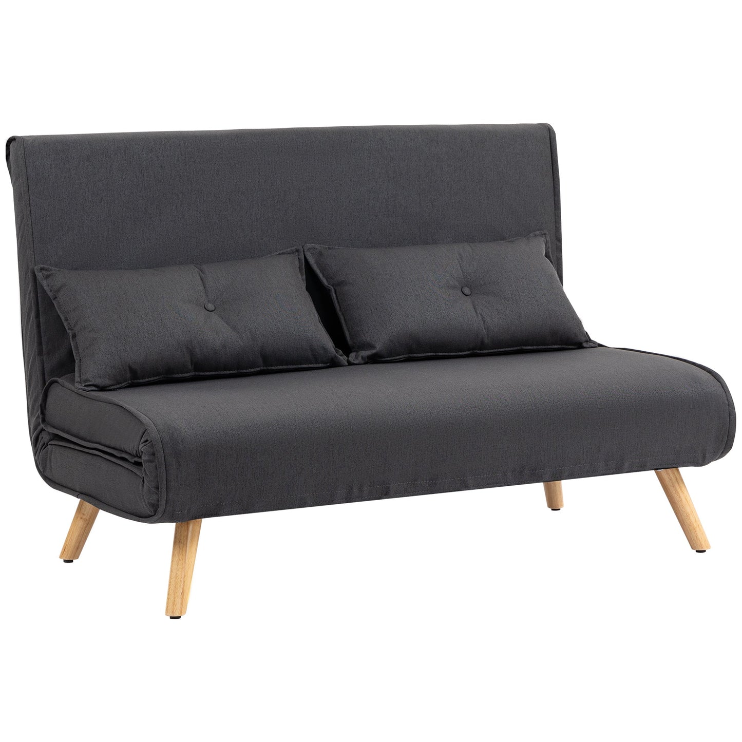 HOMCOM Dwuosobowa sofa rozkładana z imitacją lnu - antracytowa