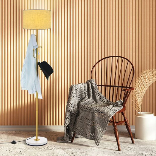 Freestanding Floor Lamp with Coat Rack and Foot Switch