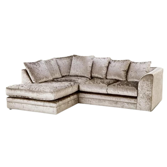 Arabia Crushed Velvet Corner Sofa - Silver, Black, Mink