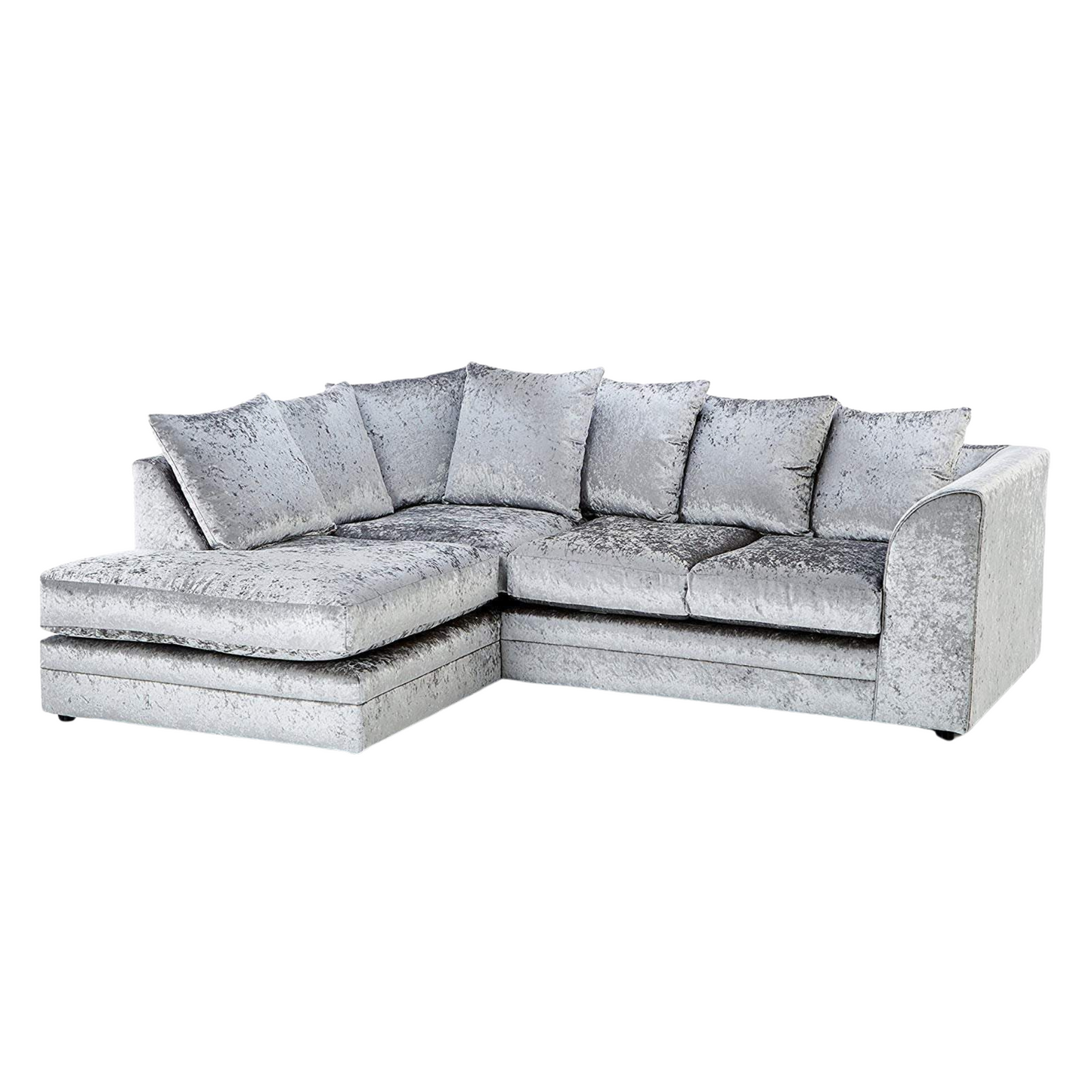 Arabia Crushed Velvet Corner Sofa - Silver, Black, Mink
