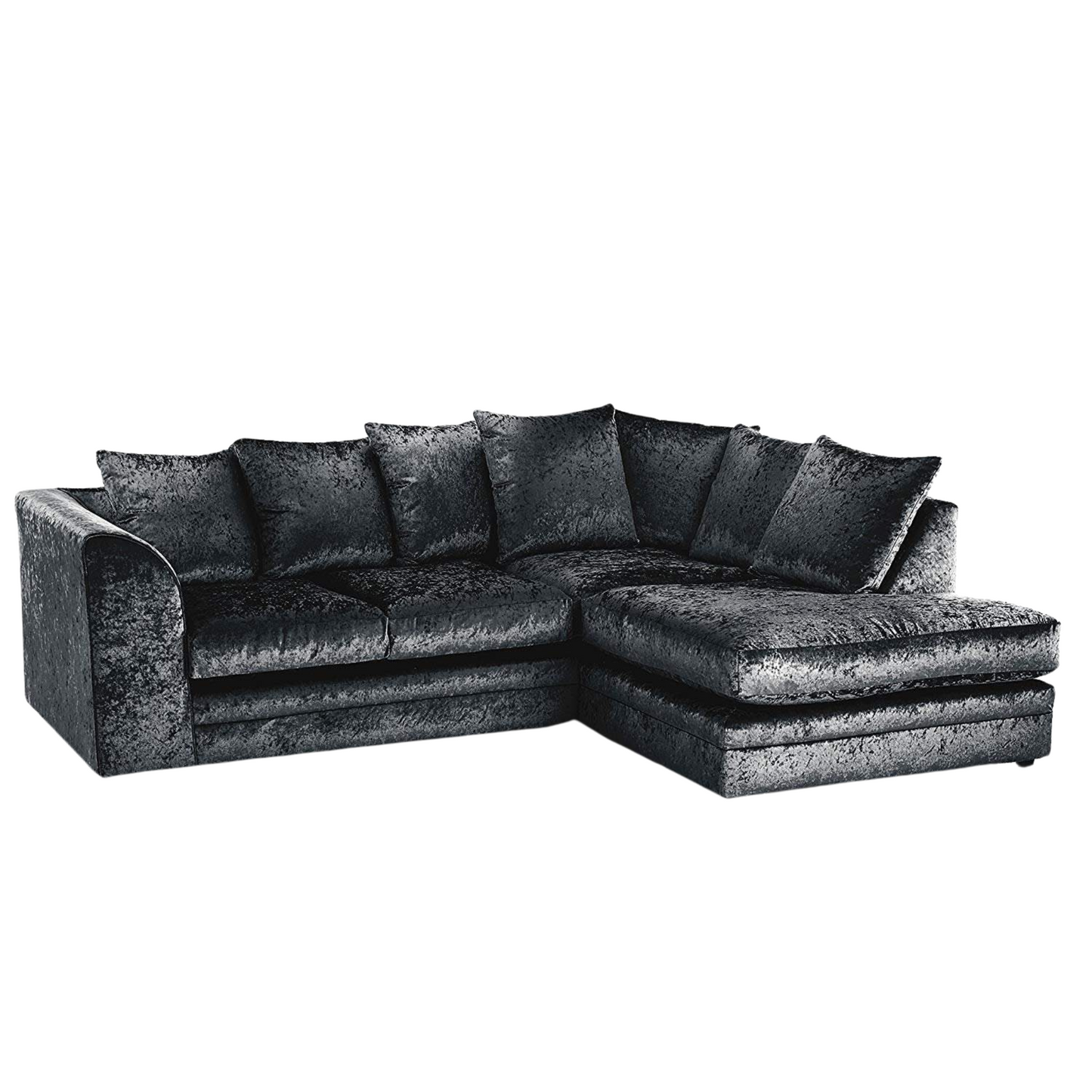 Arabia Crushed Velvet Corner Sofa - Silver, Black, Mink