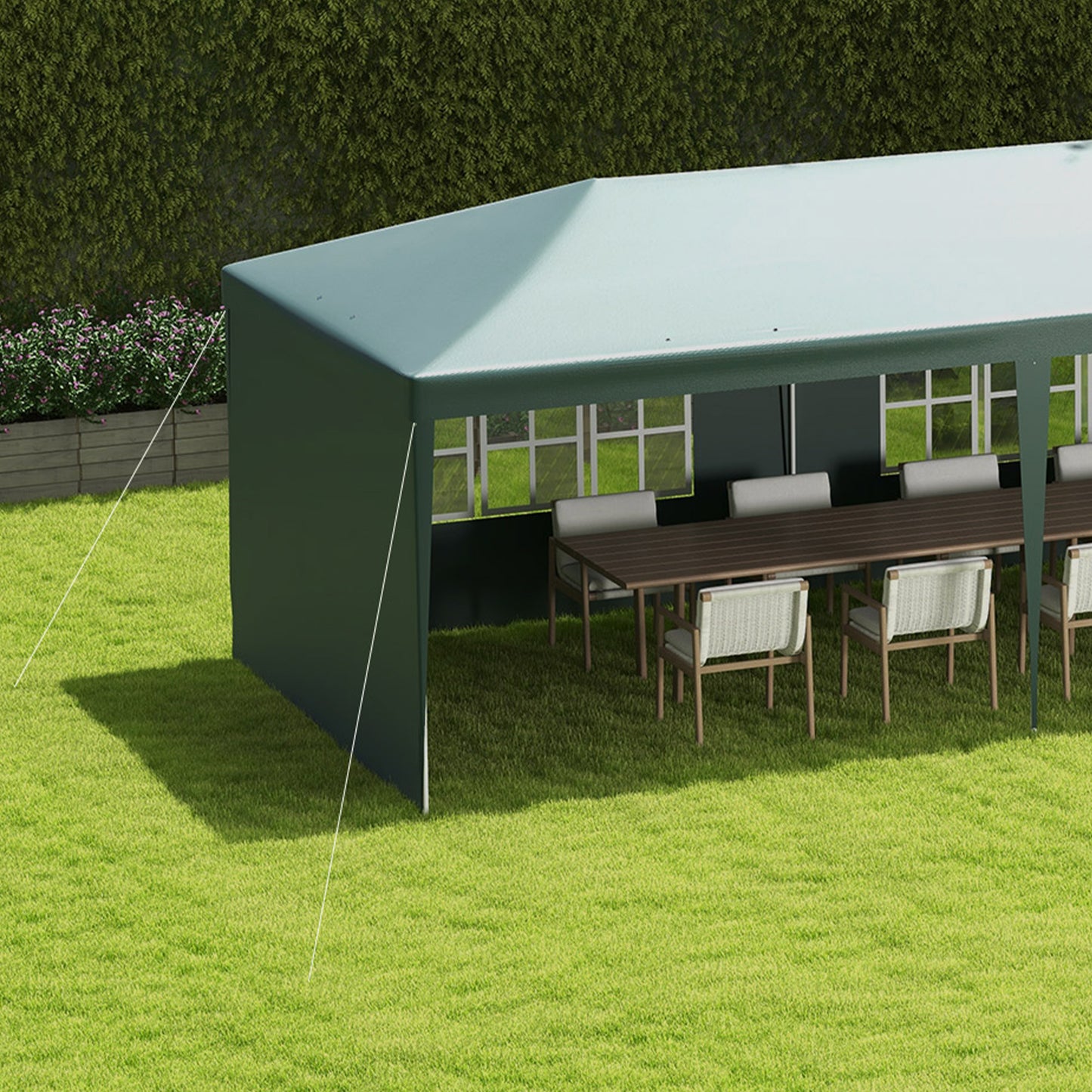 Outsunny Garden Gazebo Marquee Party Wedding Tent Canopy (9m x 3m) - Zielony