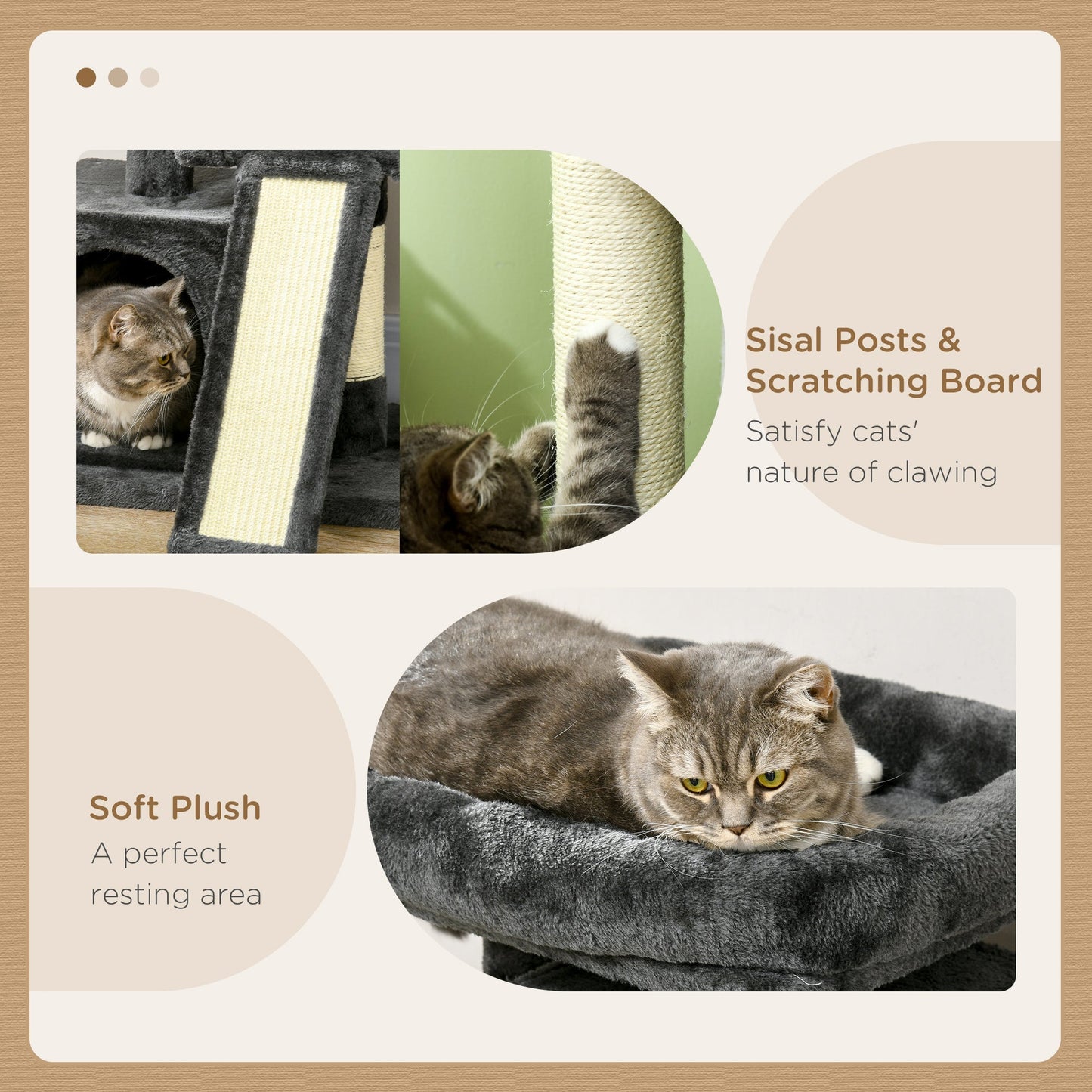 PawHut Cat Tree for Indoor Cats 81cm Cat Scratching Post Scratch Board Kitten Tower Climbing Frame, Black