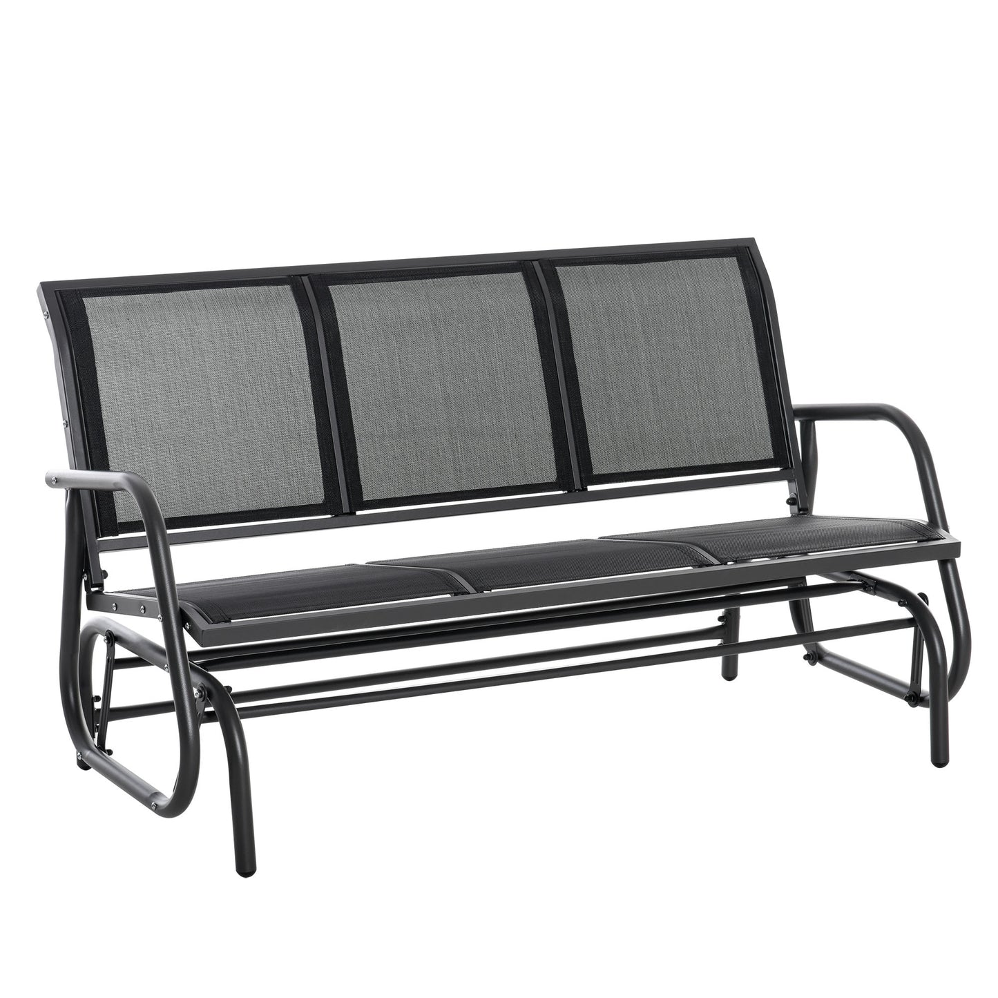 Outsunny 3-osobowy bujany fotel bujany dla 3 osób, ławka ogrodowa, meble ogrodowe, metalowa rama, czarny