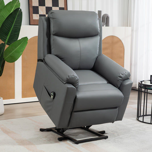 HOMCOM Faux Leather 70 Electric Riser Recliner Chair, Charcoal Grey