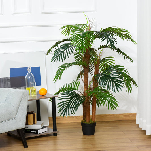 Outsunny Artificial Plant Bamboo Artificial Tree Height 120 cm with Pot for Home Indoor Decor