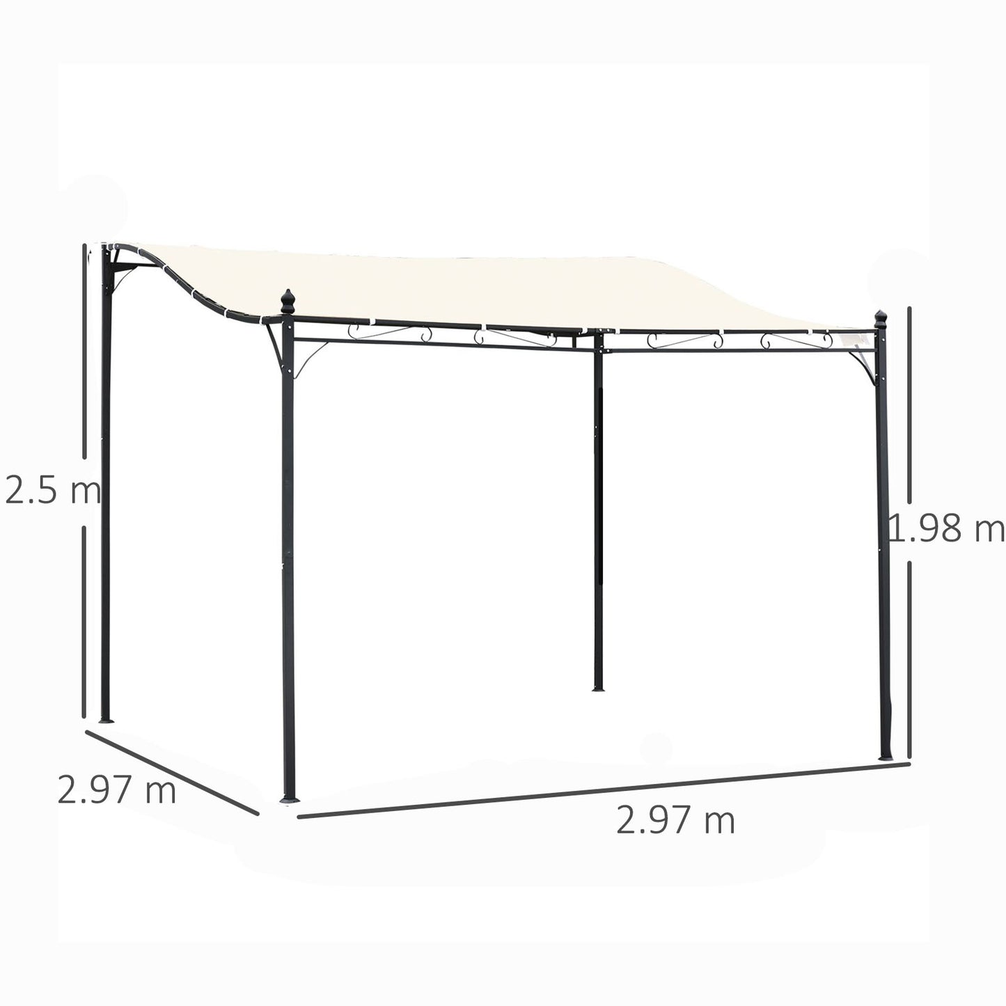 Outsunny 3x3 m wiszący ganek ogrodowy-czarny/kremowo-biały
