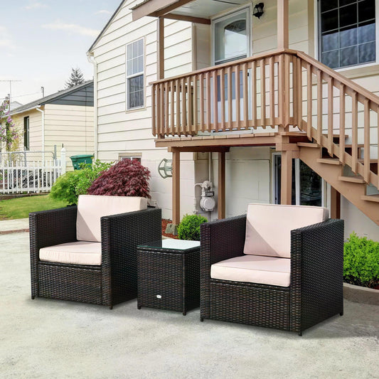 Outsunny 2-Seater Rattan Sofa Furniture Set W/Cushions in Brown, image 2