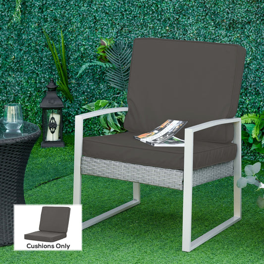 Outsunny 2-Piece Garden Seat and Back Cushion Set, Replacement Cushions for Outdoor Furniture with Seat Cushion and Back Cushion, Dark Grey