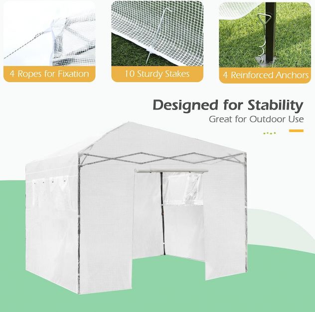 Greenhouse Outdoor Mini Walk-in Plant Portable Garden Greenhouse-White