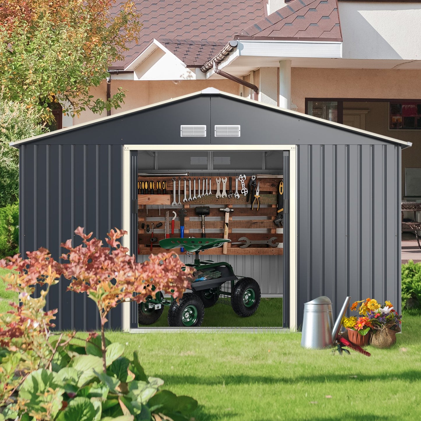Large Utility Storage House with Sliding Door
