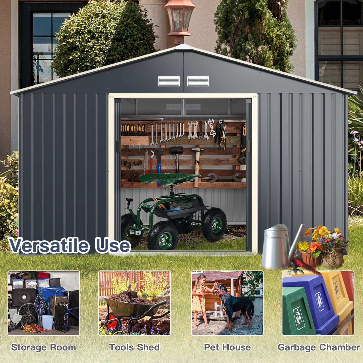 Large Utility Storage House with Sliding Door