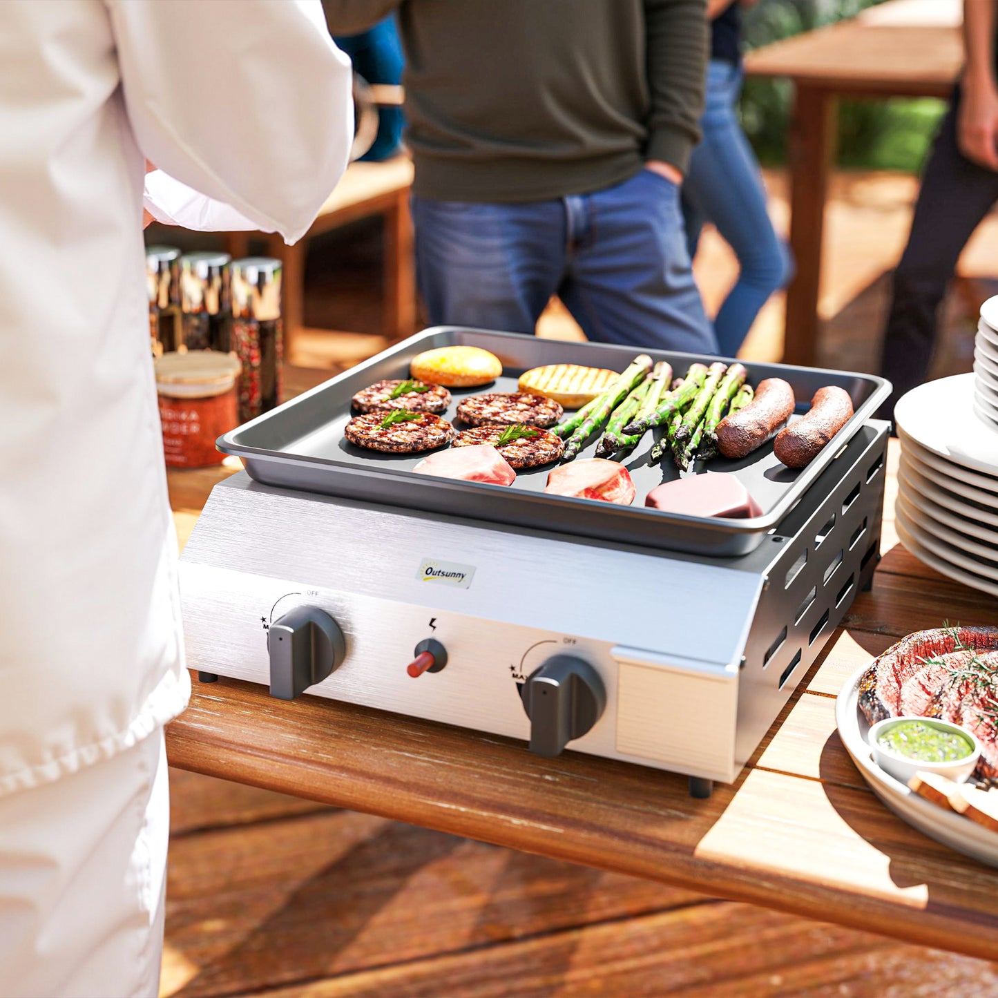 Outsunny Dwupalnikowy przenośny grill gazowy