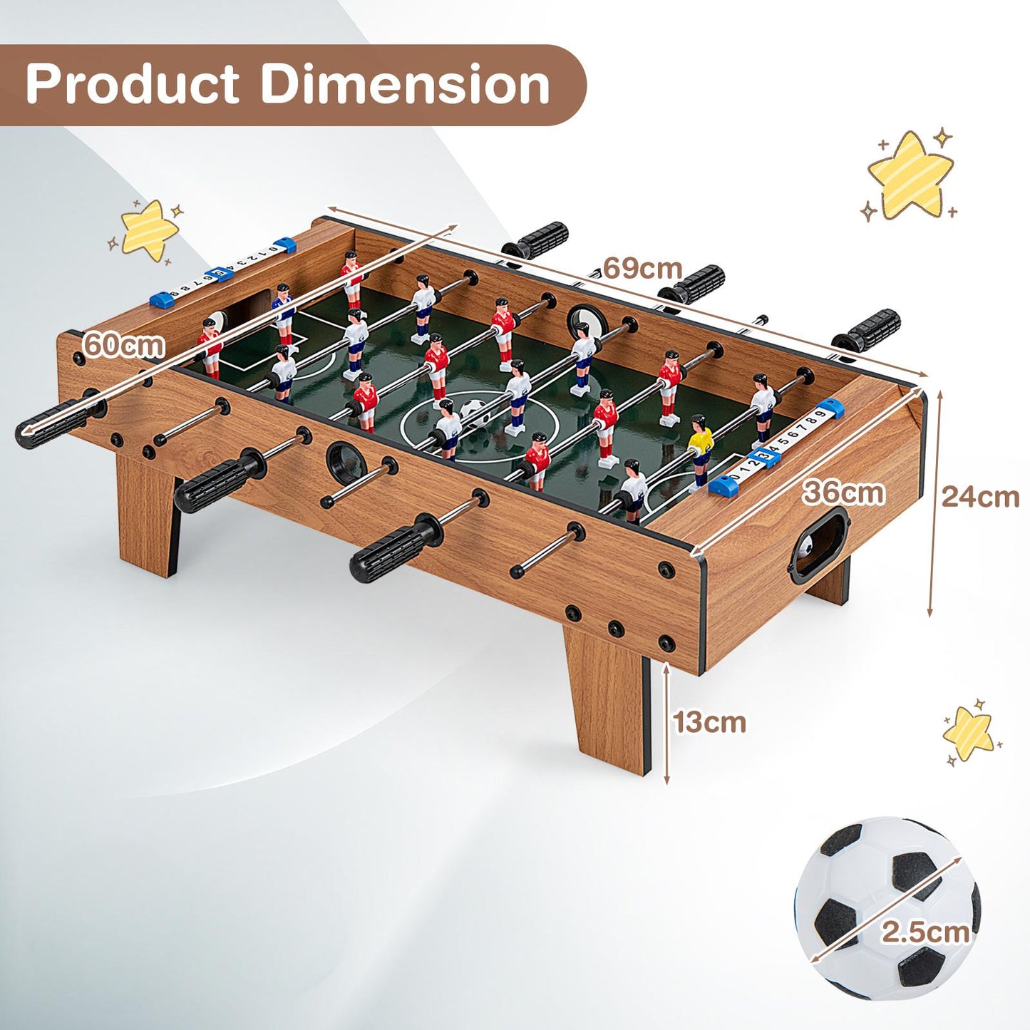 Game Room Size Football Table Space Saving Table Football-Natural