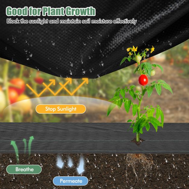 Garden Weed Barrier Fabric PP Weed Control Fabric with Guide Line-2.1 Oz 1 x 50 m