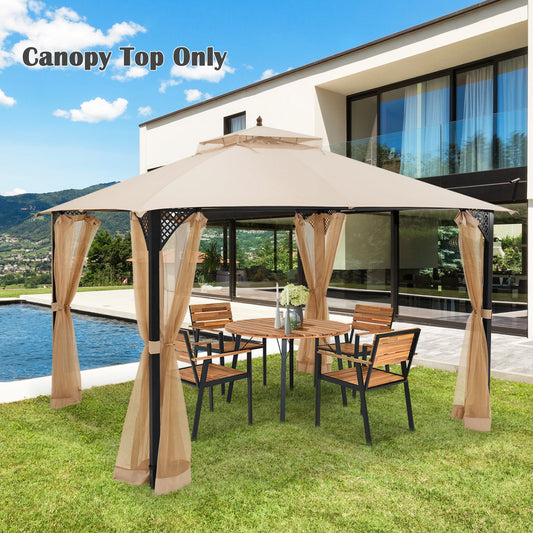 368 x 303CM Gazebo Replacement Top with Air Vent and Drainage Holes-Beige