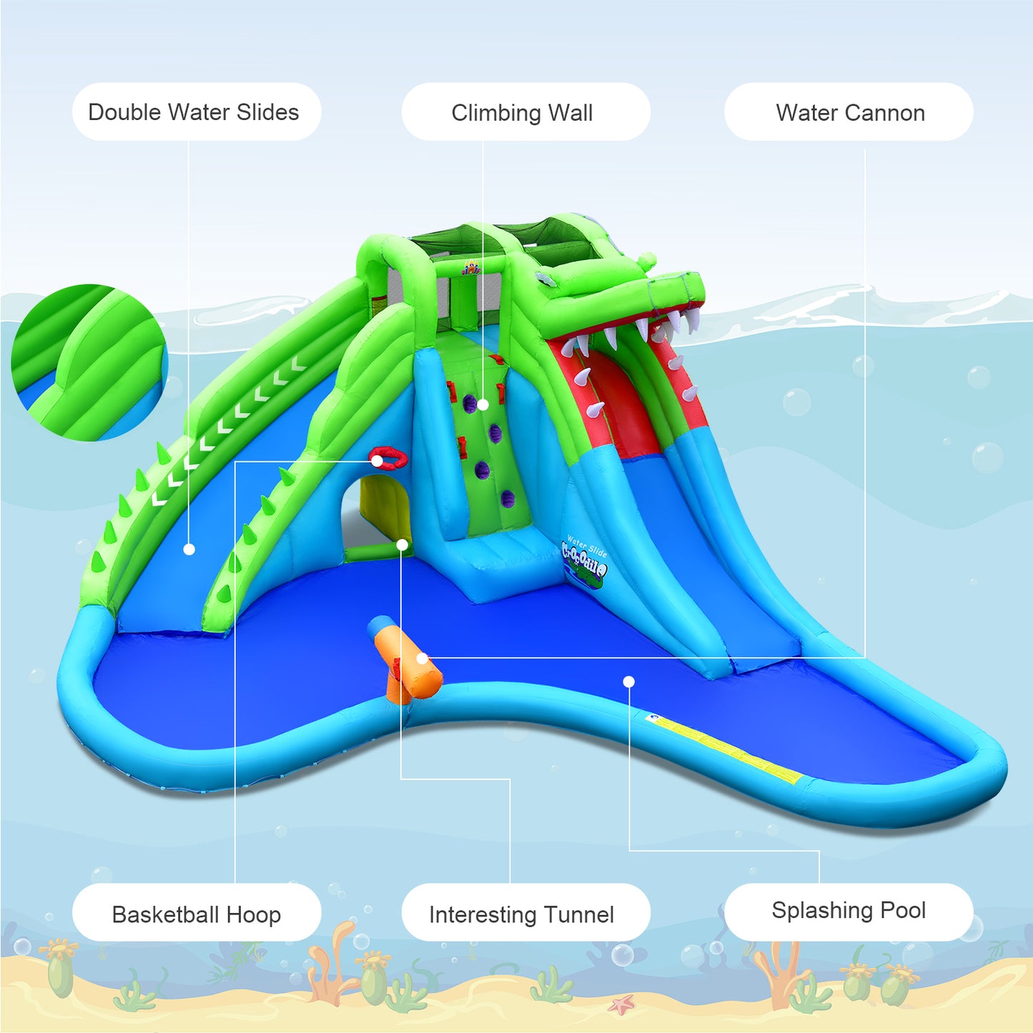 Giant 7 In 1 Inflatable Bounce House with 780W Air Blower