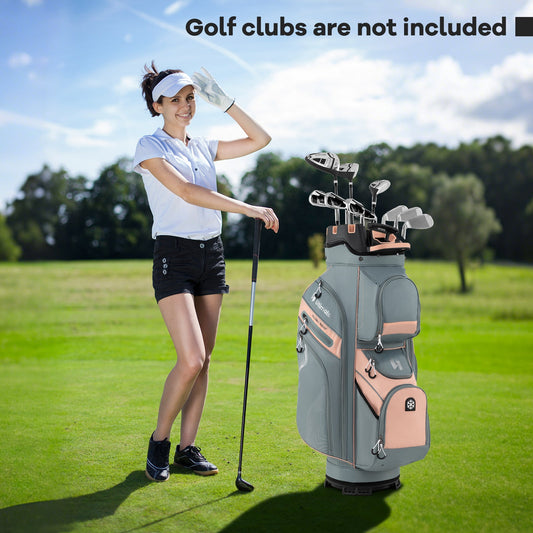 Golf Cart Bag Molded Lock Top Golf Bag with 14-Way Full Length Dividers-Pink