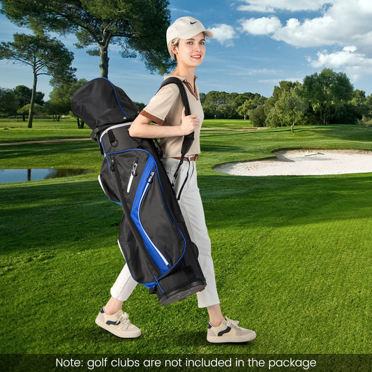 14-Way Golf Cart Bag with 9 Zippered Pockets and Cooler Bag-Blue