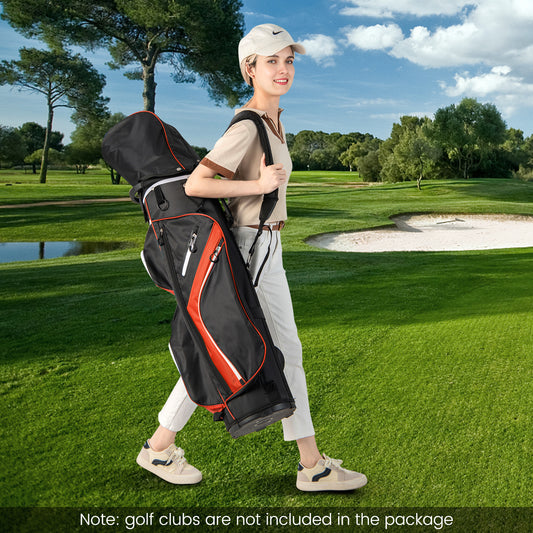 14-Way Golf Cart Bag with 9 Zippered Pockets and Cooler Bag-Red