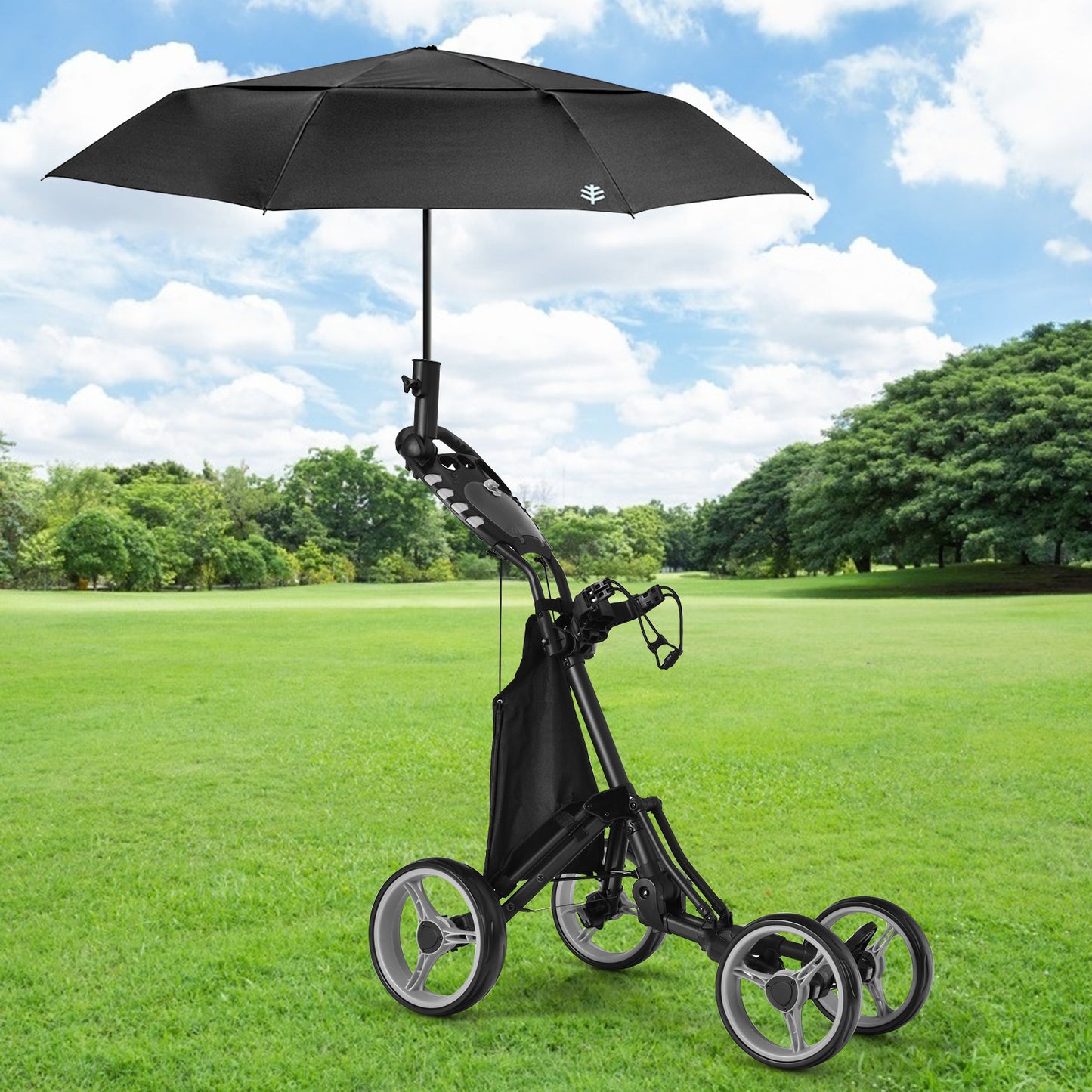 Golf Push Pull Cart with Waterproof Bag and Foot Brake-Grey