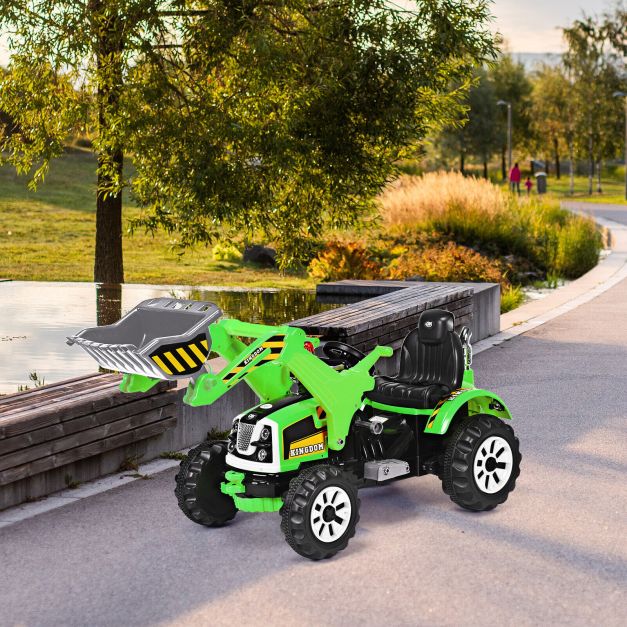 12V Battery Powered Kids Ride on Excavator with Horn and Safety Belt-Green