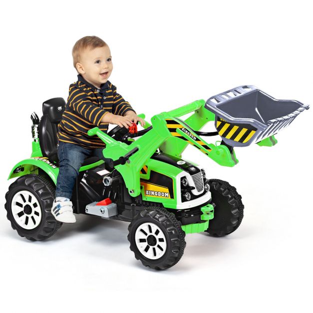 12V Battery Powered Kids Ride on Excavator with Horn and Safety Belt-Green