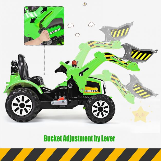 12V Battery Powered Kids Ride on Excavator with Horn and Safety Belt-Green