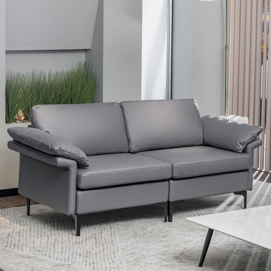 L-Shaped 2-Seater Upholstered Sectional Couch in Grey, image 2