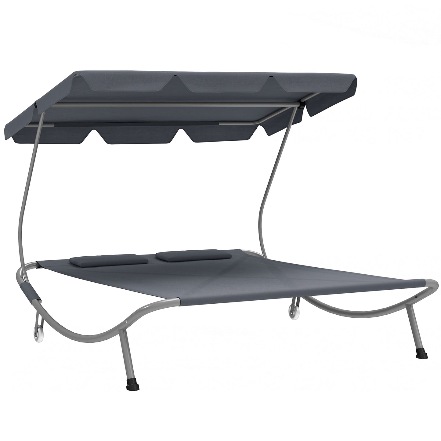 Łóżko zewnętrzne Outsunny Double Outdoor Bed z baldachimem - jasnoszary