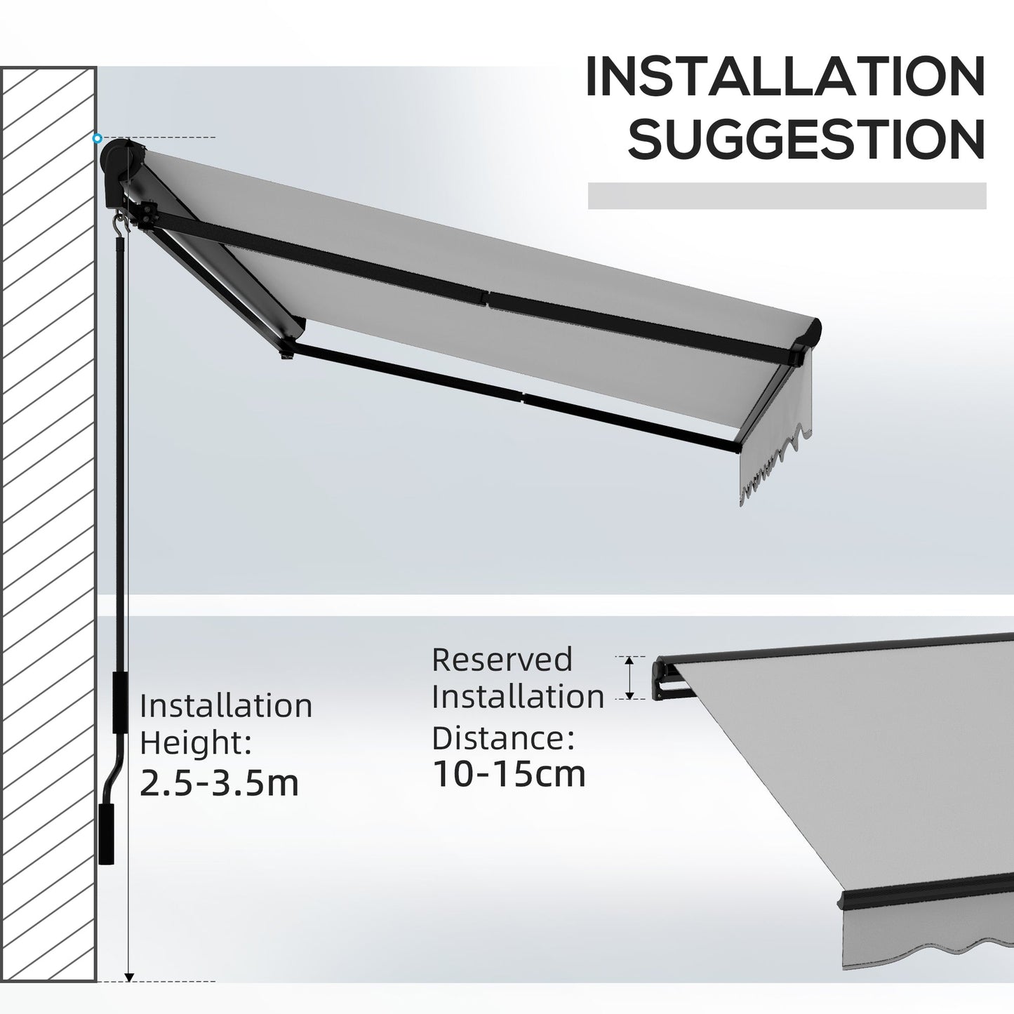 Outsunny Electric Awning with Aluminium Frame and Remote Control, 3 x 2m, Light Grey