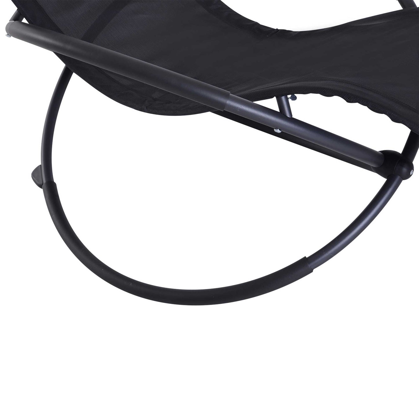 Outsunny Outdoor Orbital Lounger Zero Gravity Patio Chaise składany fotel bujany z poduszką czarny