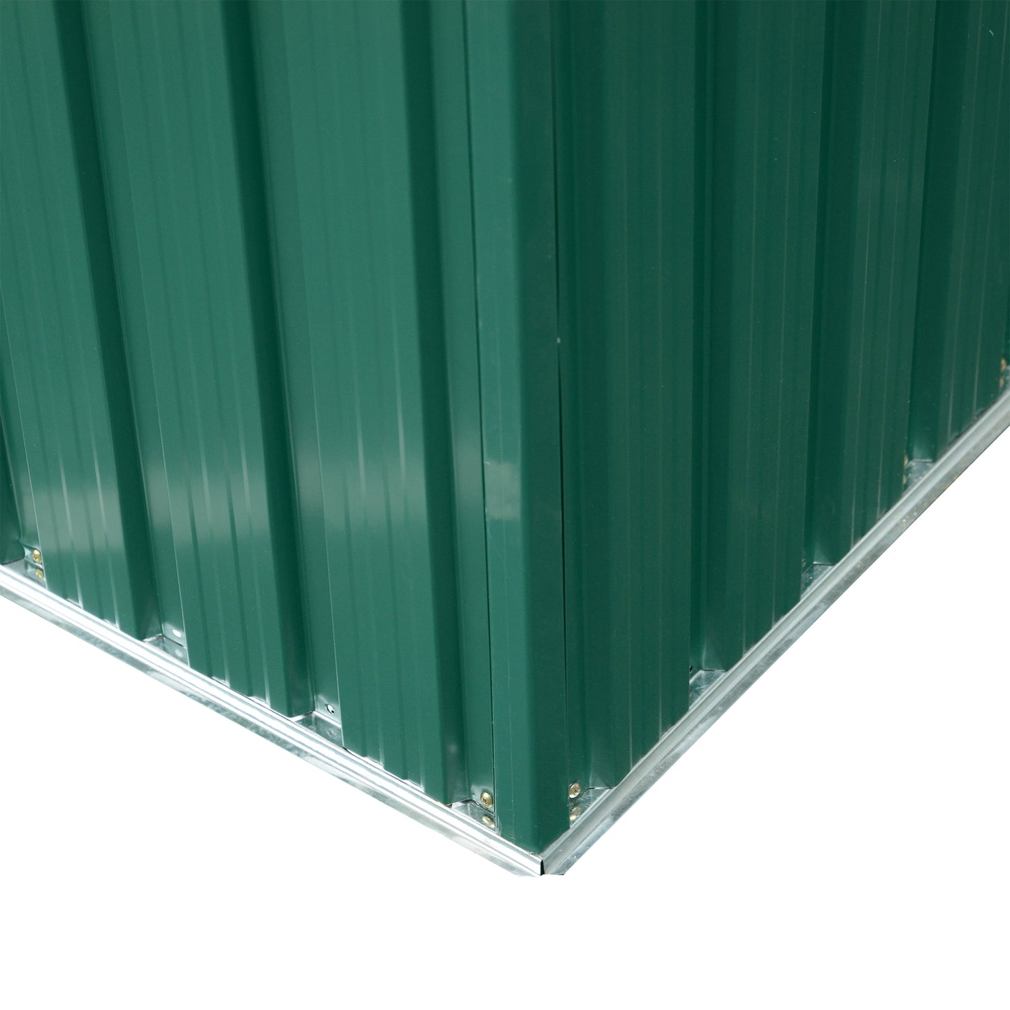 Outsunny 8,5 x 6 stóp metalowa szopa z panelami Lightsky, ogrodowy domek narzędziowy z podwójnymi drzwiami do ogrodu, na patio i trawnik, zielony