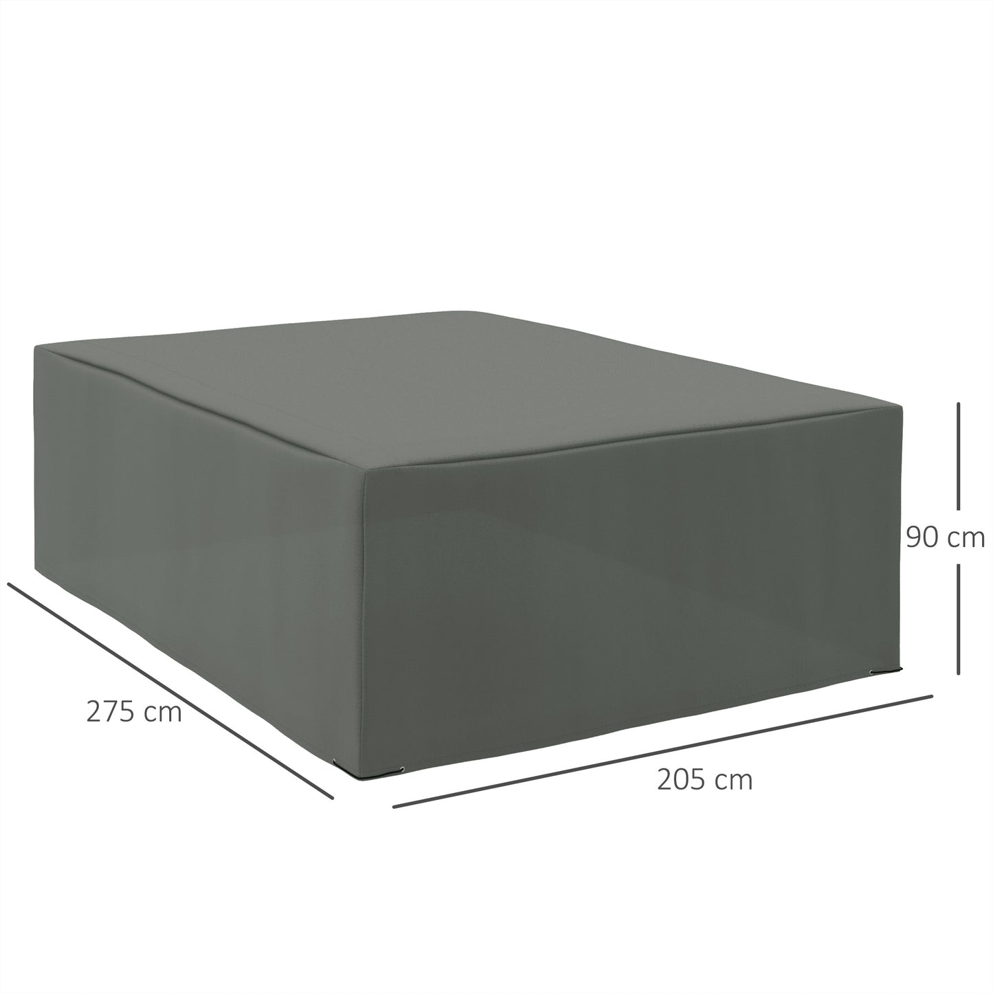 Outsunny 600D Oxford Patio Set Cover Outdoor Garden Rattan Sun Lounger Furniture Protection Cover Protector Wodoodporny Anty-UV Ciemnoszary 275L x 205W x 90Hcm