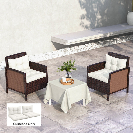 Outsunny 2-Piece Seat Cushions Back Pillows Replacement, Patio Chair Cushions Set for Indoor Outdoor, White