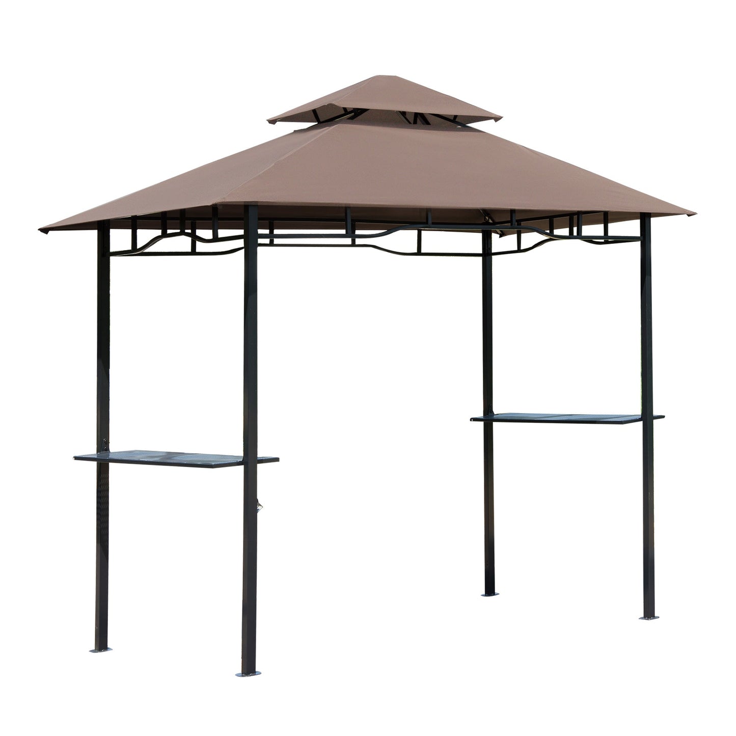 Outsunny 2.5M (8ft) New Double-Tier BBQ Gazebo Shelter Grill Canopy Barbecue Tent Shelter Patio Deck Cover - Coffee