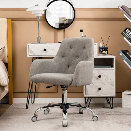 Height-adjustable Reception Chair with Rolling Casters for Office-Grey