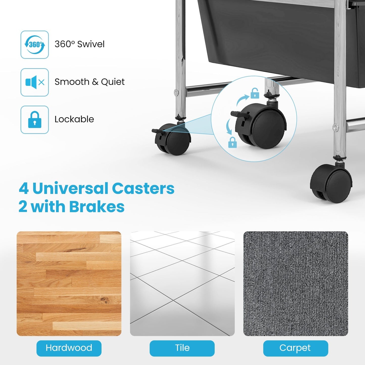 15 Drawer Rolling Storage Cart with 4 Wheels for Beauty Salon-Dark Grey