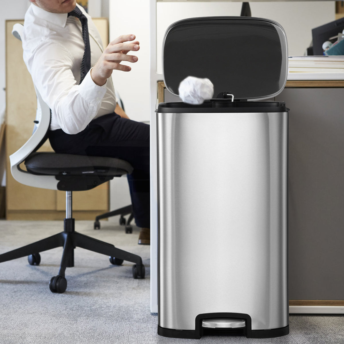 50L Stainless Steel Trash Garbage Can with Bucket