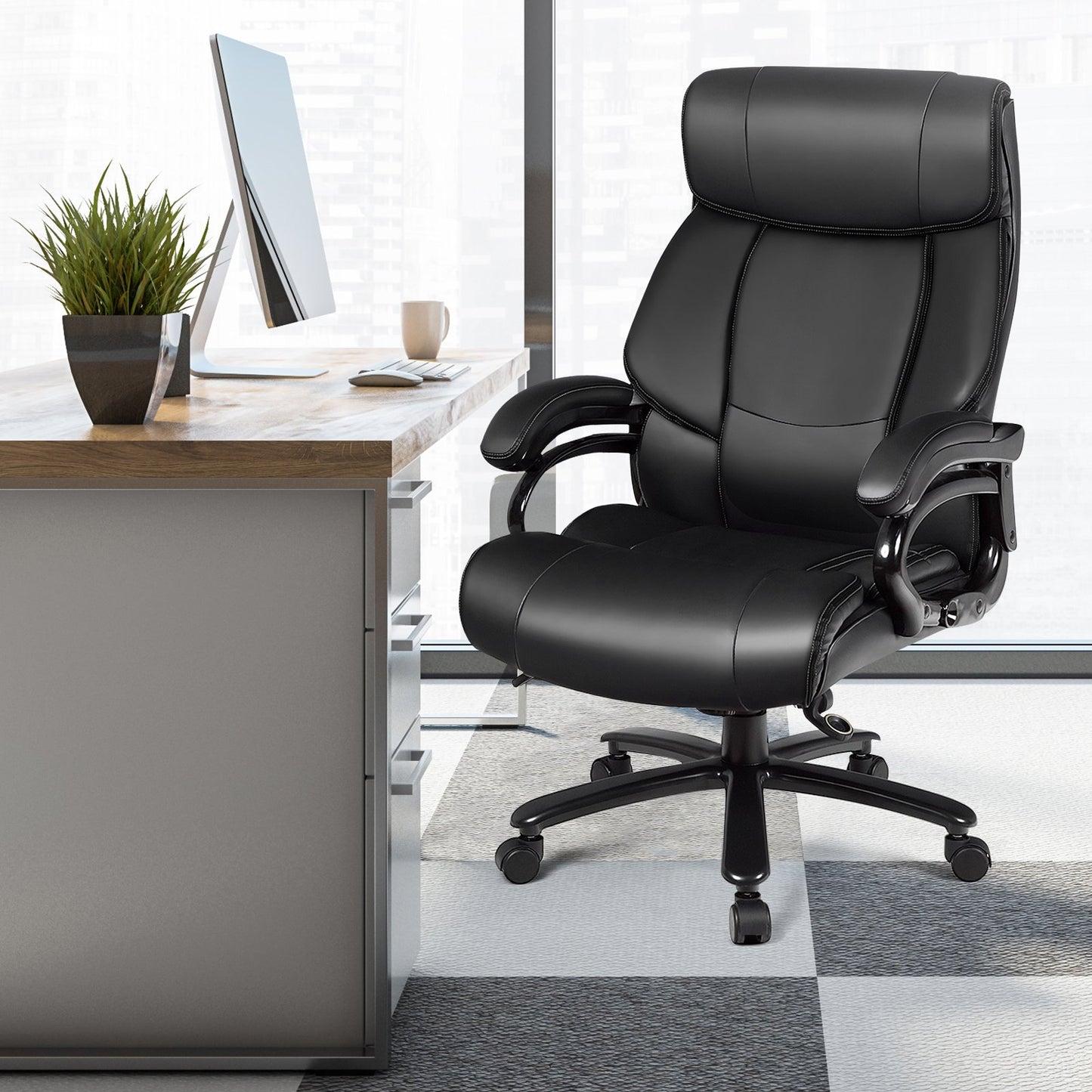 Ergonomiczny fotel biurowy z podłokietnikami i regulowaną wysokością - czarny