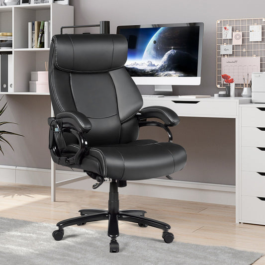Ergonomic Office Chair with Padded Armrests and Adjustable Height-Black