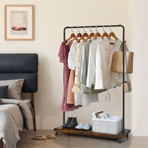 Rolling Garment Rack with Lockable Casters for Residential Commercial Use