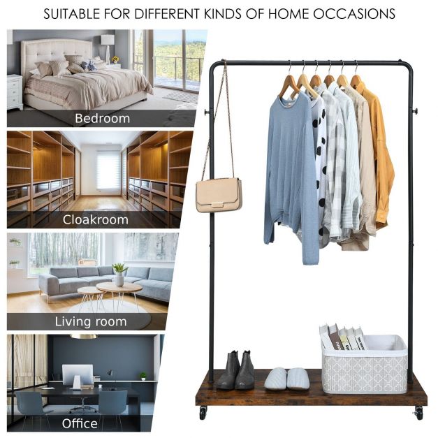 Rolling Garment Rack with Lockable Casters for Residential Commercial Use