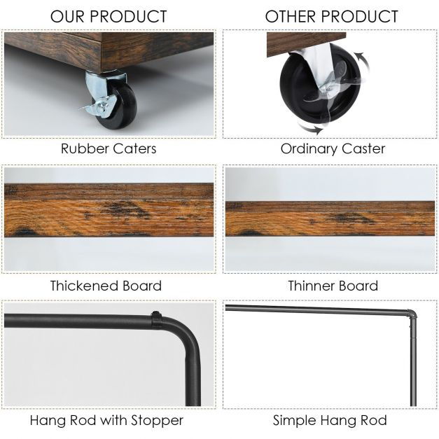 Rolling Garment Rack with Lockable Casters for Residential Commercial Use