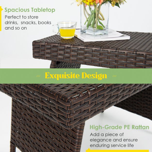 Balcony folding rattan garden table