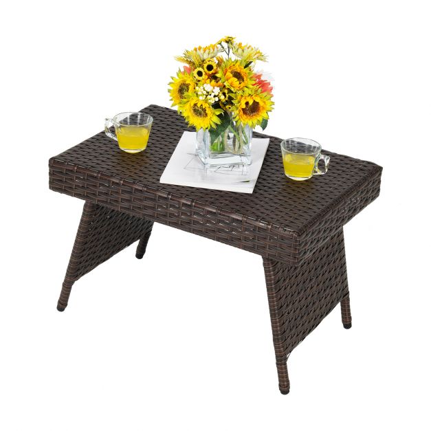 Balcony folding rattan garden table