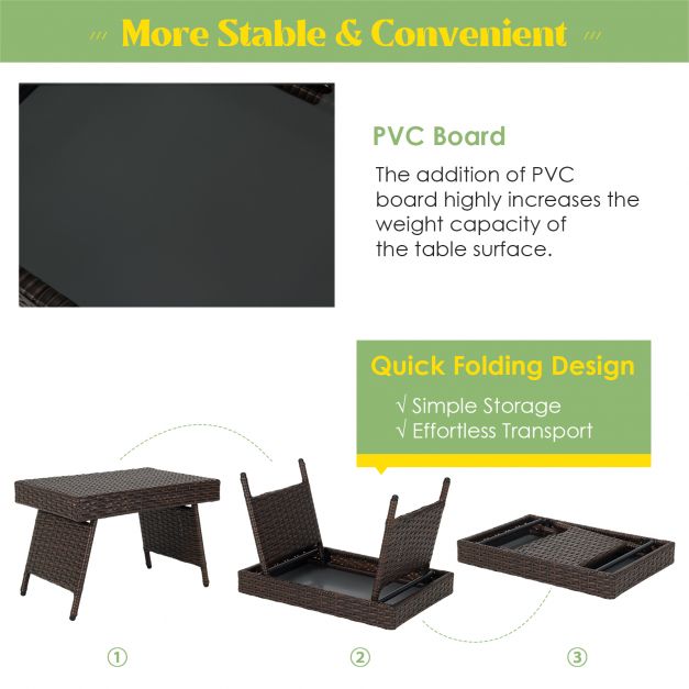 Balcony folding rattan garden table