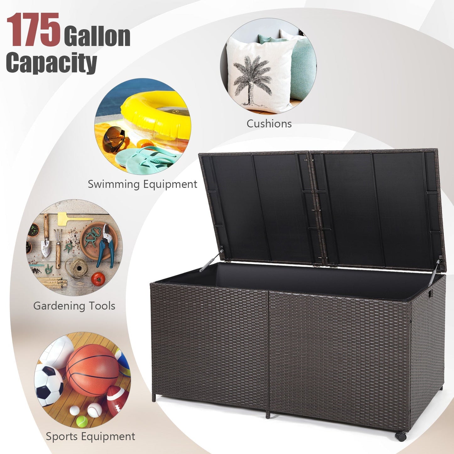 660L Rattan Storage Box with Zippered Liner and 2 Universal Wheels